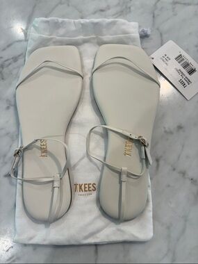 TKEES Ivory Strappy Square-Toe Ankle Sandals